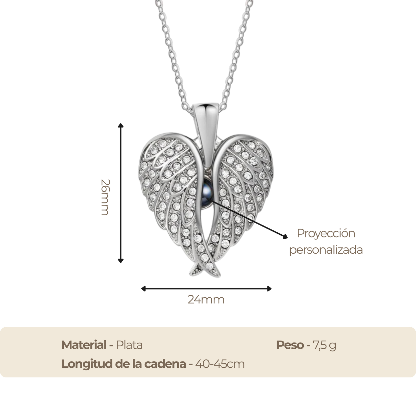 Collar Alas Corazón con proyección