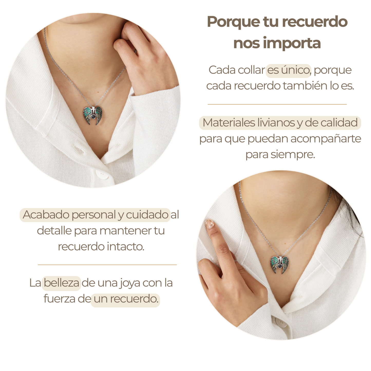 Collar Alas Corazón con proyección